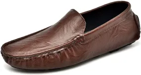 LEADER SHOW Men's Penny Loafers Moccasin Slip on Flats Boat Casual Dress Driving Shoes