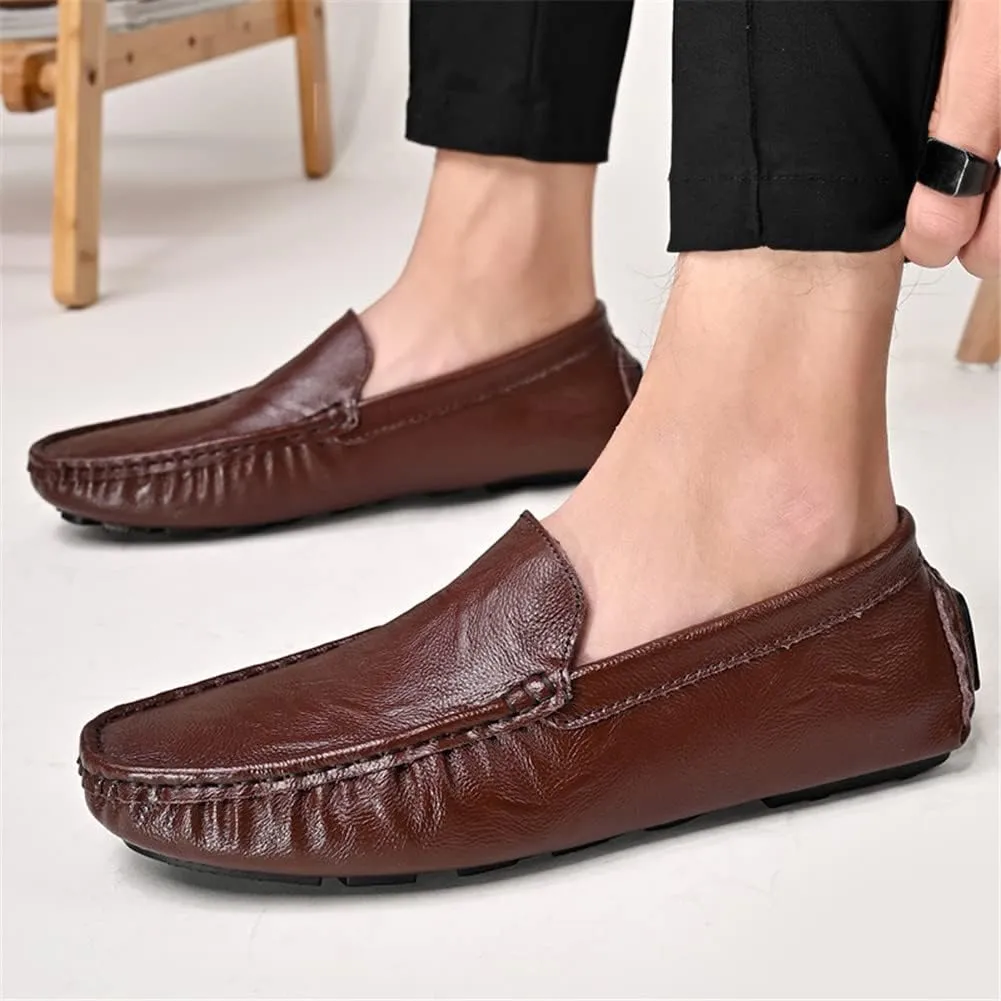 LEADER SHOW Men's Penny Loafers Moccasin Slip on Flats Boat Casual Dress Driving Shoes