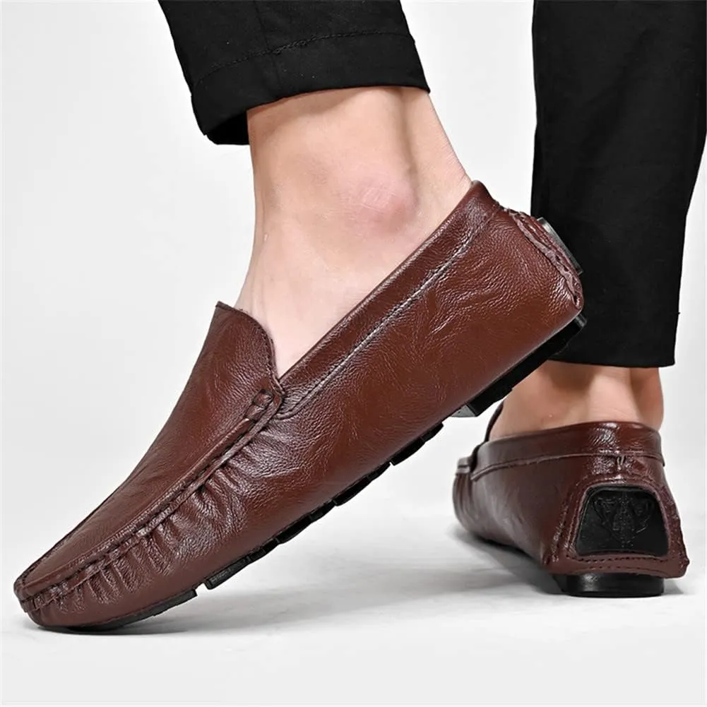 LEADER SHOW Men's Penny Loafers Moccasin Slip on Flats Boat Casual Dress Driving Shoes