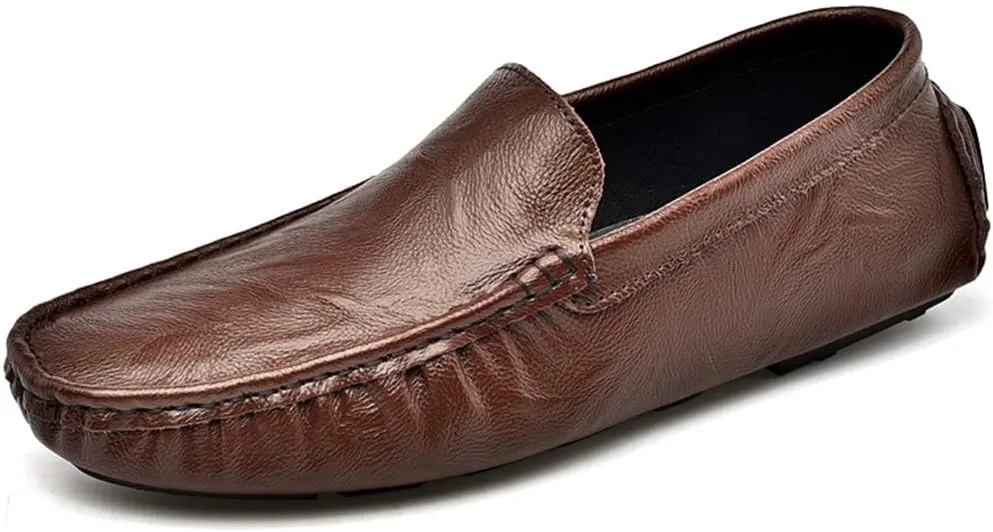 LEADER SHOW Men's Penny Loafers Moccasin Slip on Flats Boat Casual Dress Driving Shoes