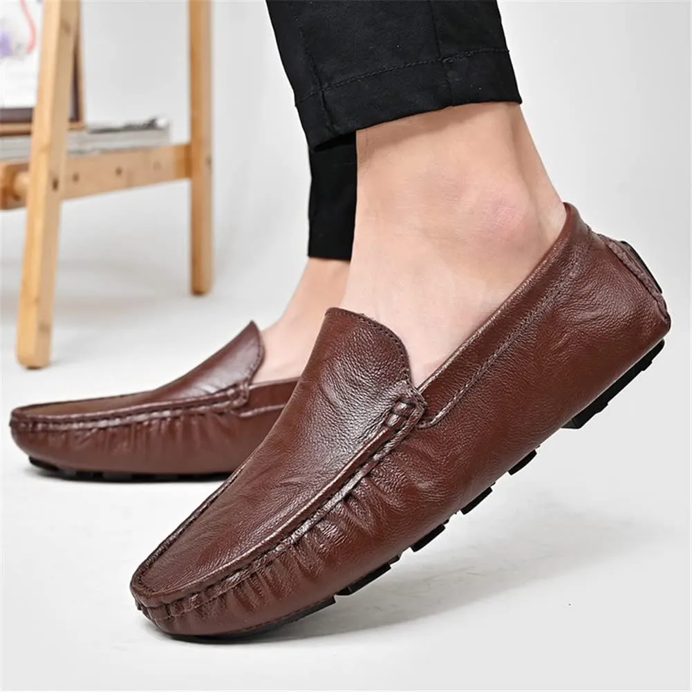 LEADER SHOW Men's Penny Loafers Moccasin Slip on Flats Boat Casual Dress Driving Shoes