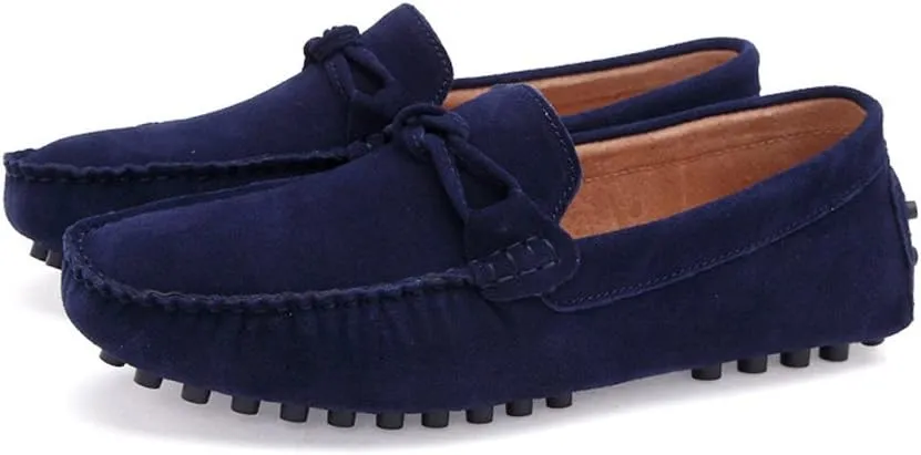 Men's Driving Penny Loafers Suede Genuine Leather Casual Moccasins Slip-On Boat Shoes