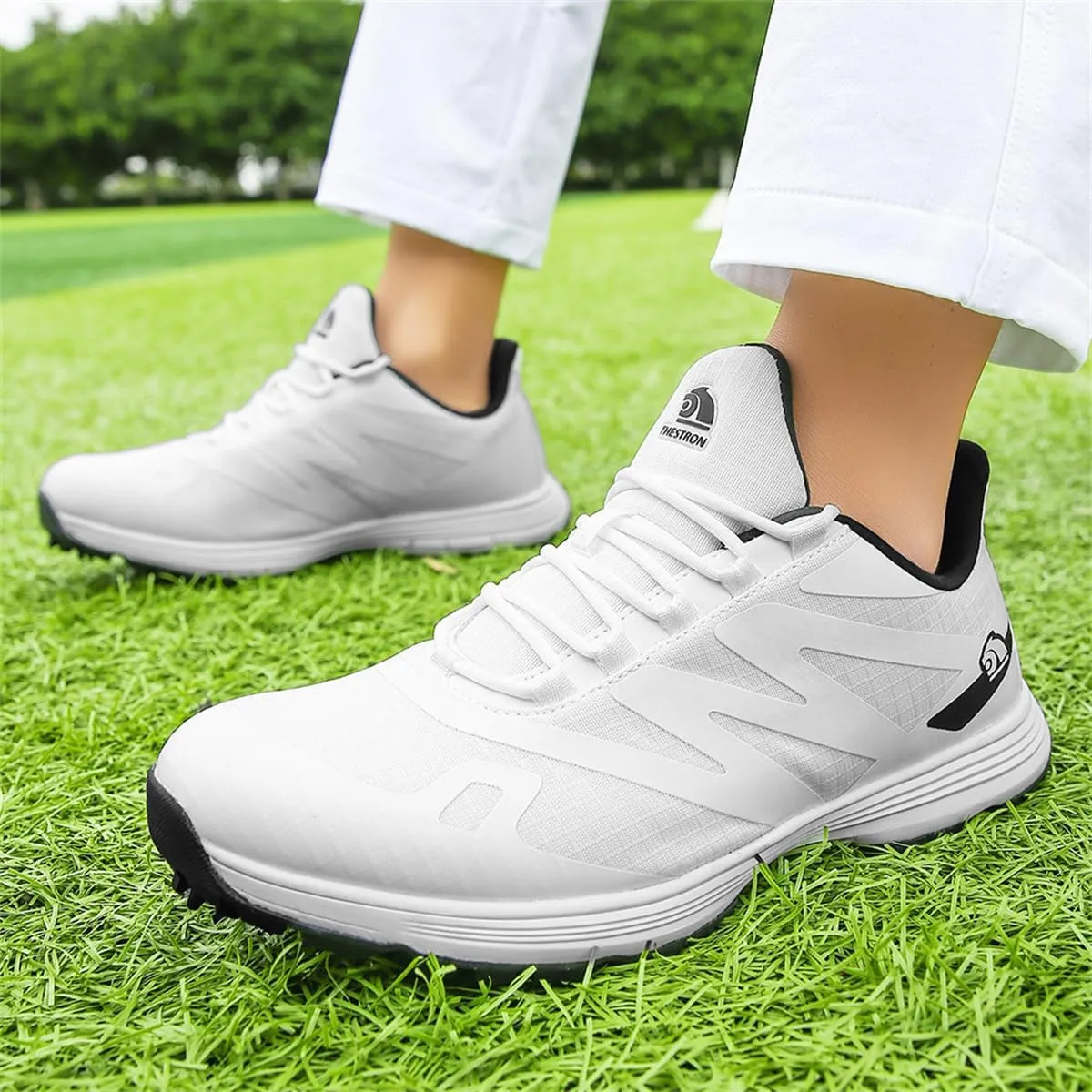 Men's Golf Shoes, Breathable Fashion Golfing Sneakers, Slip Resistant Athletic Sports Walking Gym Trainers