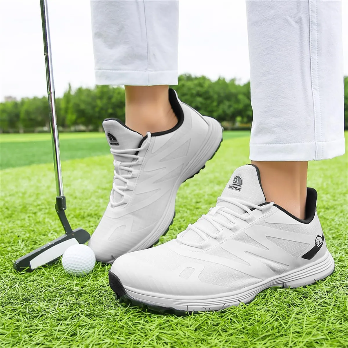 Men's Golf Shoes, Breathable Fashion Golfing Sneakers, Slip Resistant Athletic Sports Walking Gym Trainers