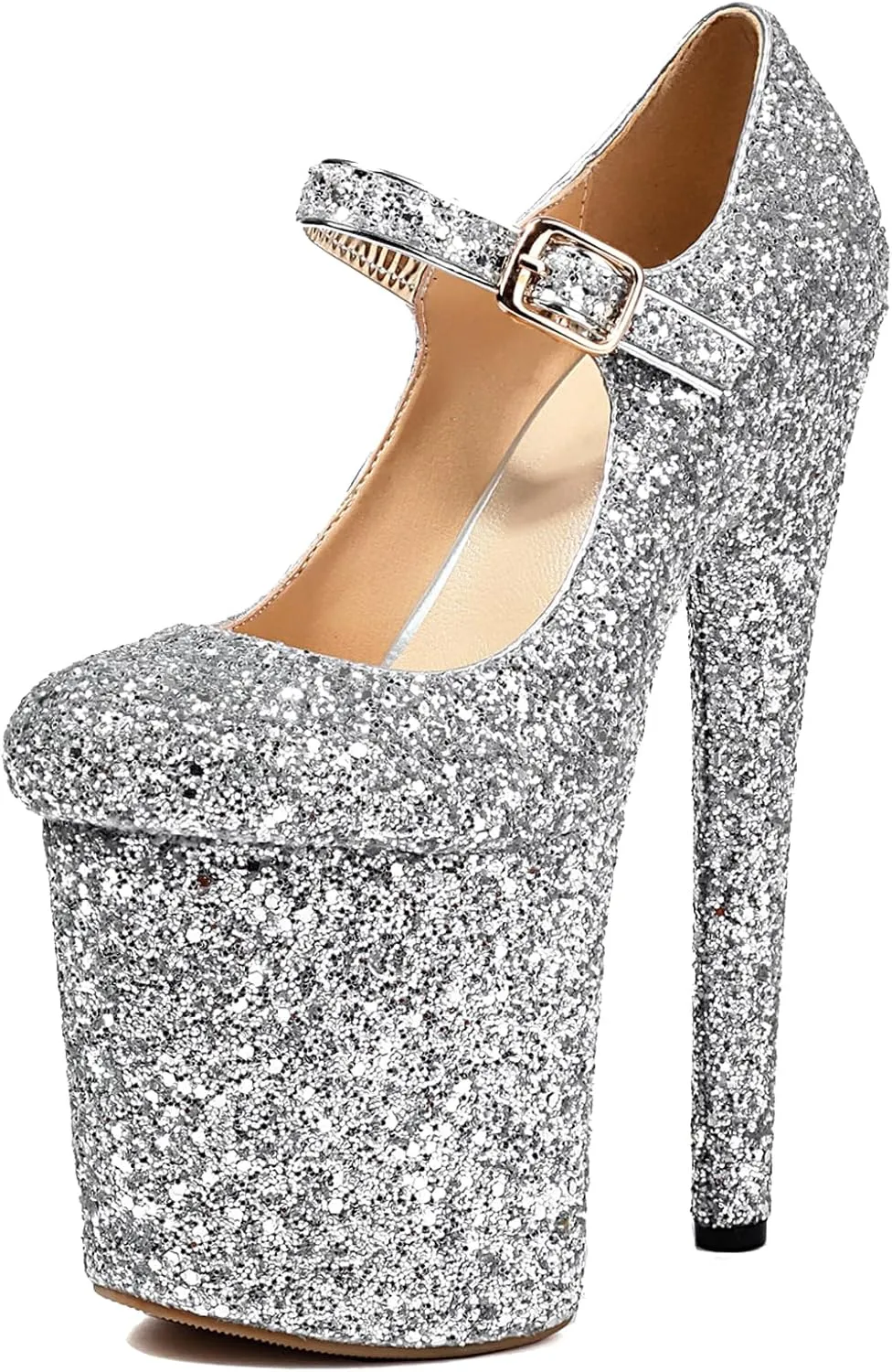 Roimaash Women Pole Dance Heels Stiletto High Heels Mary Jane Pumps Platform