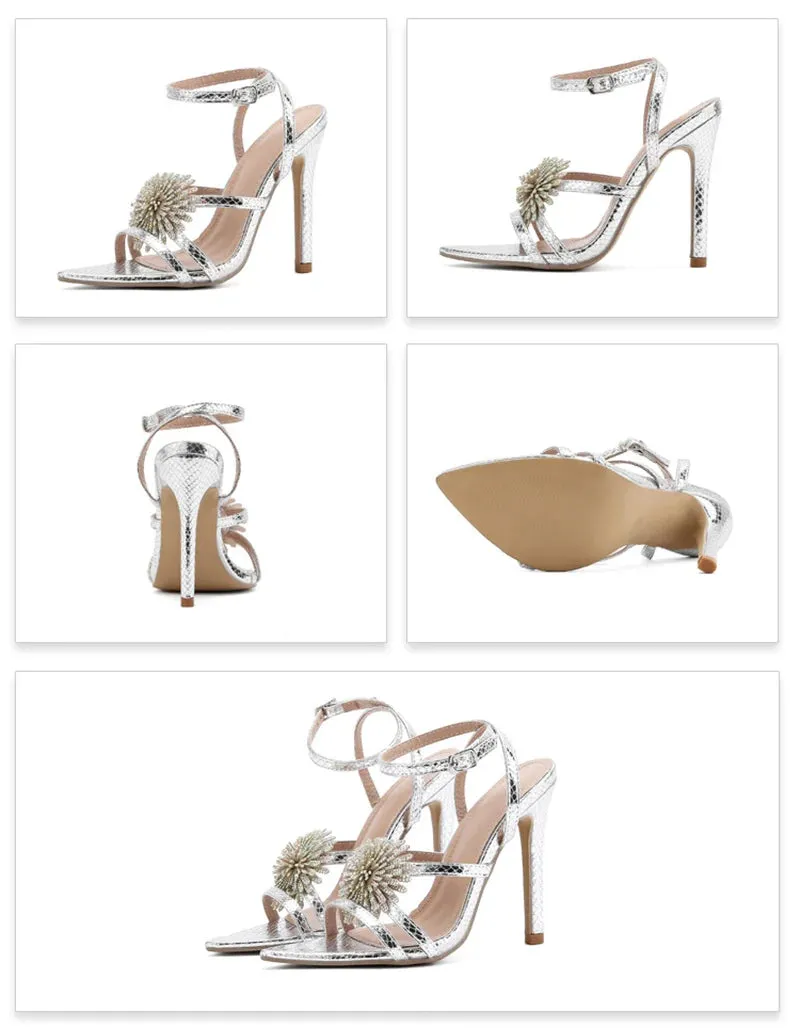 Snake Print Ankle Strap high heel Sandals
