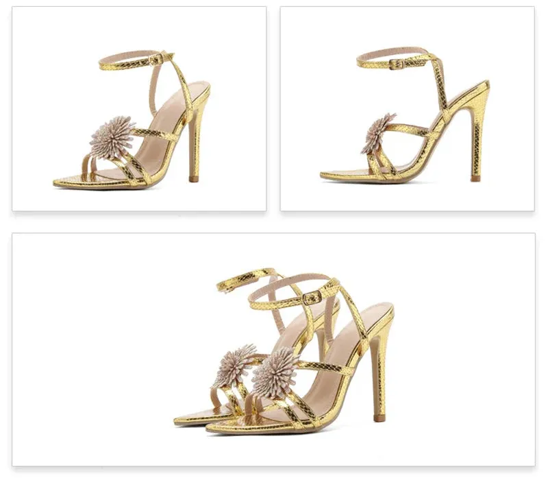 Snake Print Ankle Strap high heel Sandals