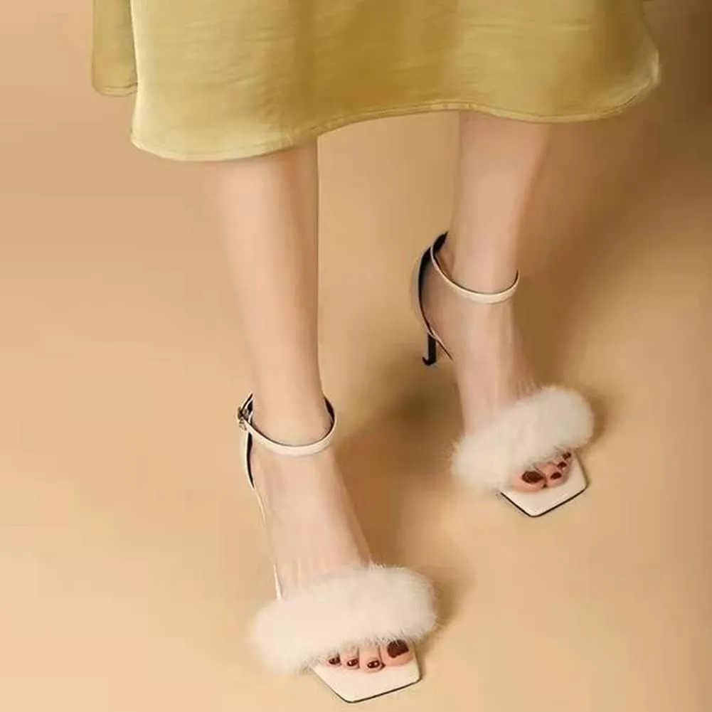 Womens High Heels Stilettos Round Toe Ankle Strap High Heel Sandal