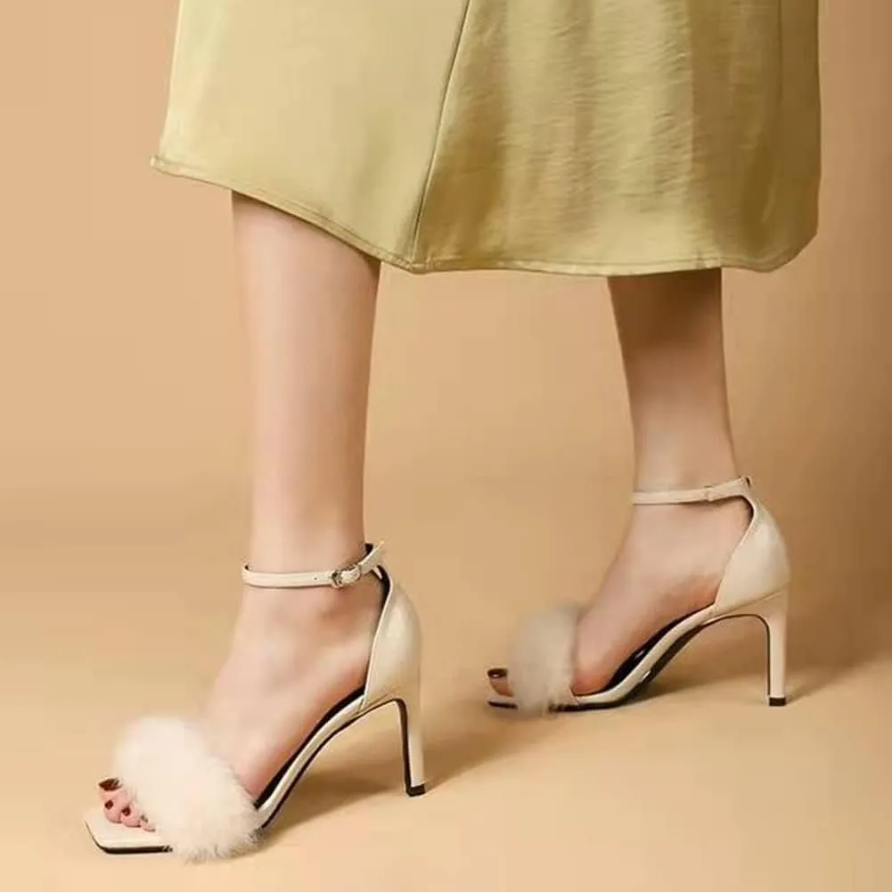 Womens High Heels Stilettos Round Toe Ankle Strap High Heel Sandal