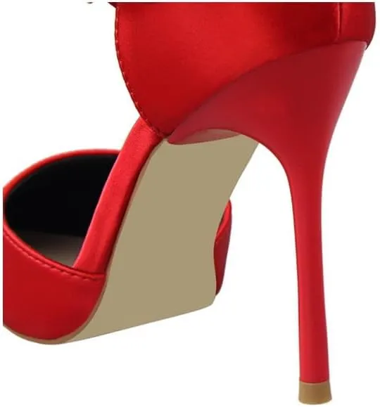 Women's Pointed Ankle Strap high Heel Bridesmaid Shoes Stiletto Wedding Shoes Heel Bow Decoration Party Banquet Catwalk Female high Heels
