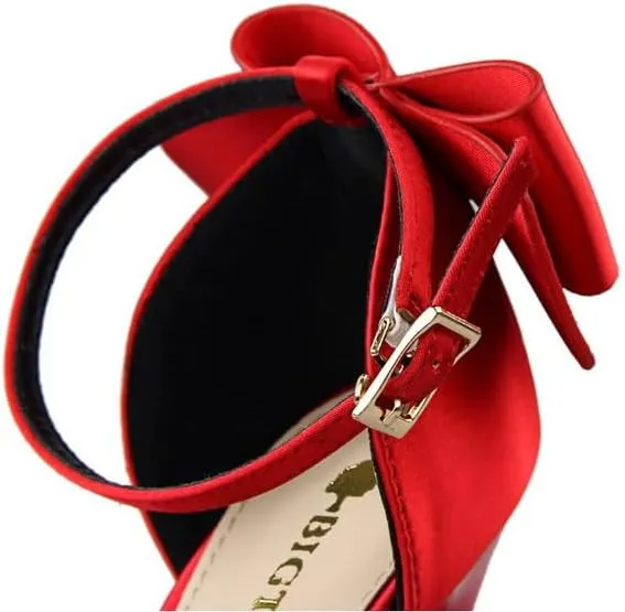Women's Pointed Ankle Strap high Heel Bridesmaid Shoes Stiletto Wedding Shoes Heel Bow Decoration Party Banquet Catwalk Female high Heels