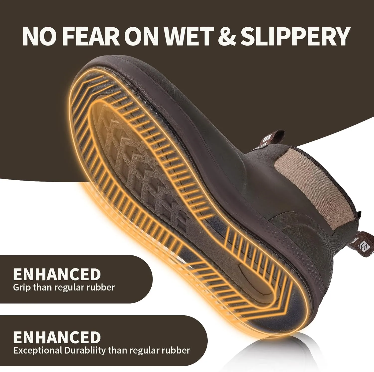 WOVENPAK Deck Boots for Men, Rain Boots Men, Waterproof Fishing Boots, Mens Deck Boots, Anti-slip Rubber Work Ankle Rain Boots Shoes for Outdoor Fishing, Boating, Size 6-13